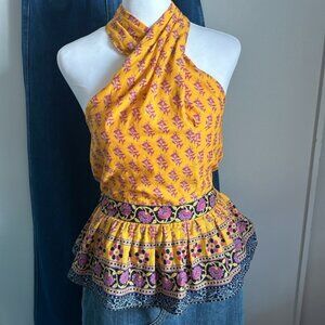 New - J. Crew Halter Peplum Top in Tribal Print